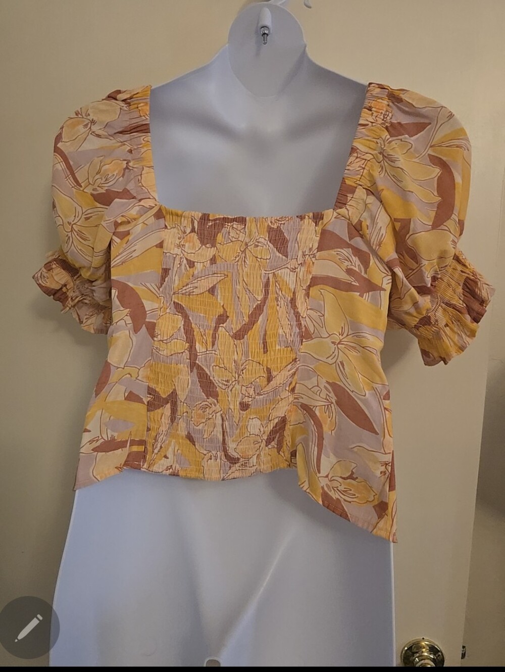 Nine West Floral Puff Sleeve Sweetheart Blouse XL NWOT Boho Romantic - Picture 4 of 7